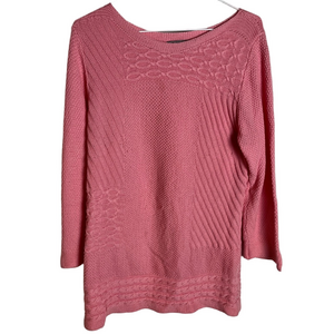 Womens Pink Crew Neck Sweater M Knit Long Sleeve Romantic Coquette Soft Girl